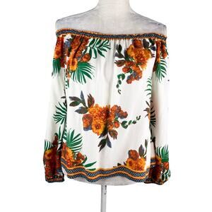 Flying Tomato Crop Top Large L Top Off Shoulder Floral Boho